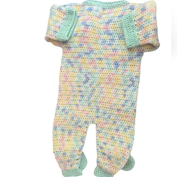 Pastel‎ Rainbow infant handknitted romper with matching mittens and booti… - Picture 5 of 5